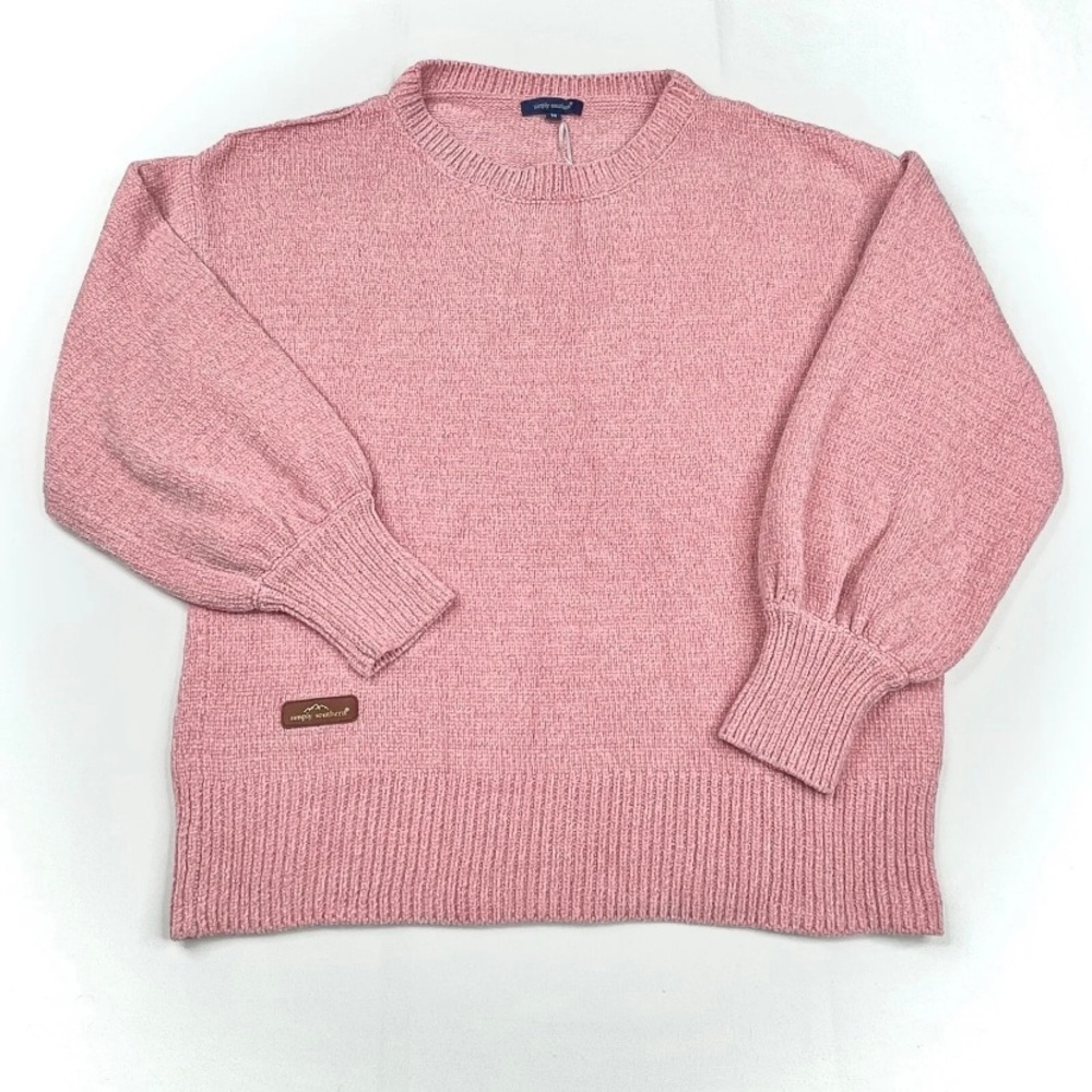 Simply Southern Chenille Cold Shoulder Sweater Pink Size Large